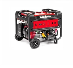 Bruhm BRG‑6900ES 5.0KVA petrol generator with electric start, 25L fuel tank, digital meter, and wheels – available at Elomart