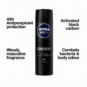 NIVEA Deep Anti-Perspirant Spray For Men 48h[200ml pack of 2]