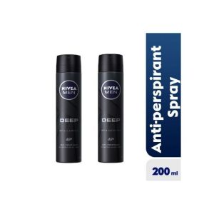 NIVEA Deep Anti-Perspirant Spray For Men 48h – 200ml (Pack Of 2) | Long-Lasting Protection by Elomart (Sold in Nigeria)