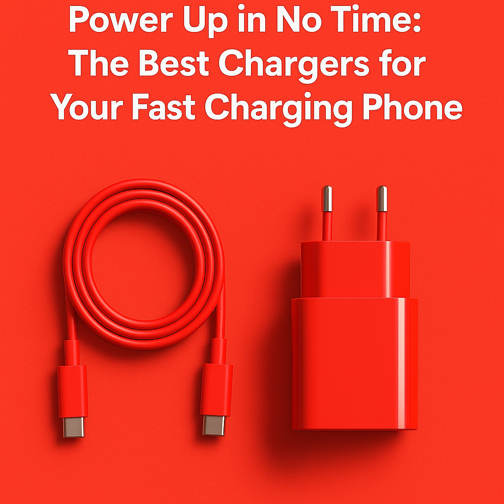 High-speed USB-C fast phone charger with a compact wall adapter and coiled charging cable, designed for fast charging smartphones like Android and iPhone, placed on a clean modern.