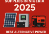 A digital graphic showing alternative power supplies in Nigeria 2025, featuring solar panels, an inverter with a battery, and a red fuel generator on a bold red background with white text. A digital graphic showing alternative power supplies in Nigeria 2025, featuring solar panels, an inverter with a battery, and a red fuel generator on a bold red background with white text. A digital graphic showing alternative power supplies in Nigeria 2025, featuring solar panels, an inverter with a battery, and a red fuel generator on a bold red background with white text