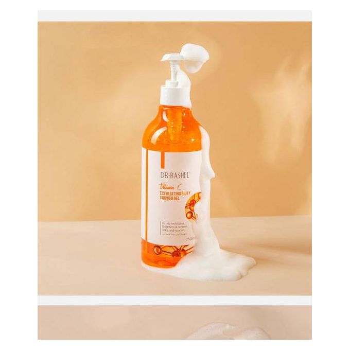Buy Dr Rashel Vitamin C Exfoliating Silky Shower Gel – Deeply cleanses, brightens, and refreshes skin. Available at Elomart in Nigeria.