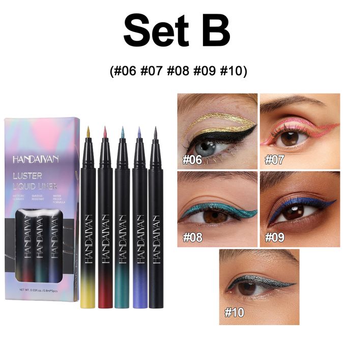Handaiyan 5pcs Metallic Eyeliner Pencil Set Colored Eyeliners - Image 2